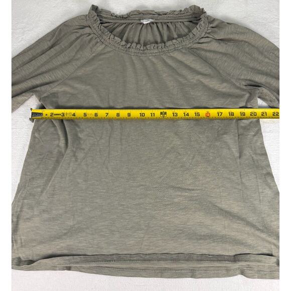 J. JILL PLEATED SLEEVE KNIT PEASANT TOP MEDIUM WOMEN'S GREEN - Picture 4 of 6